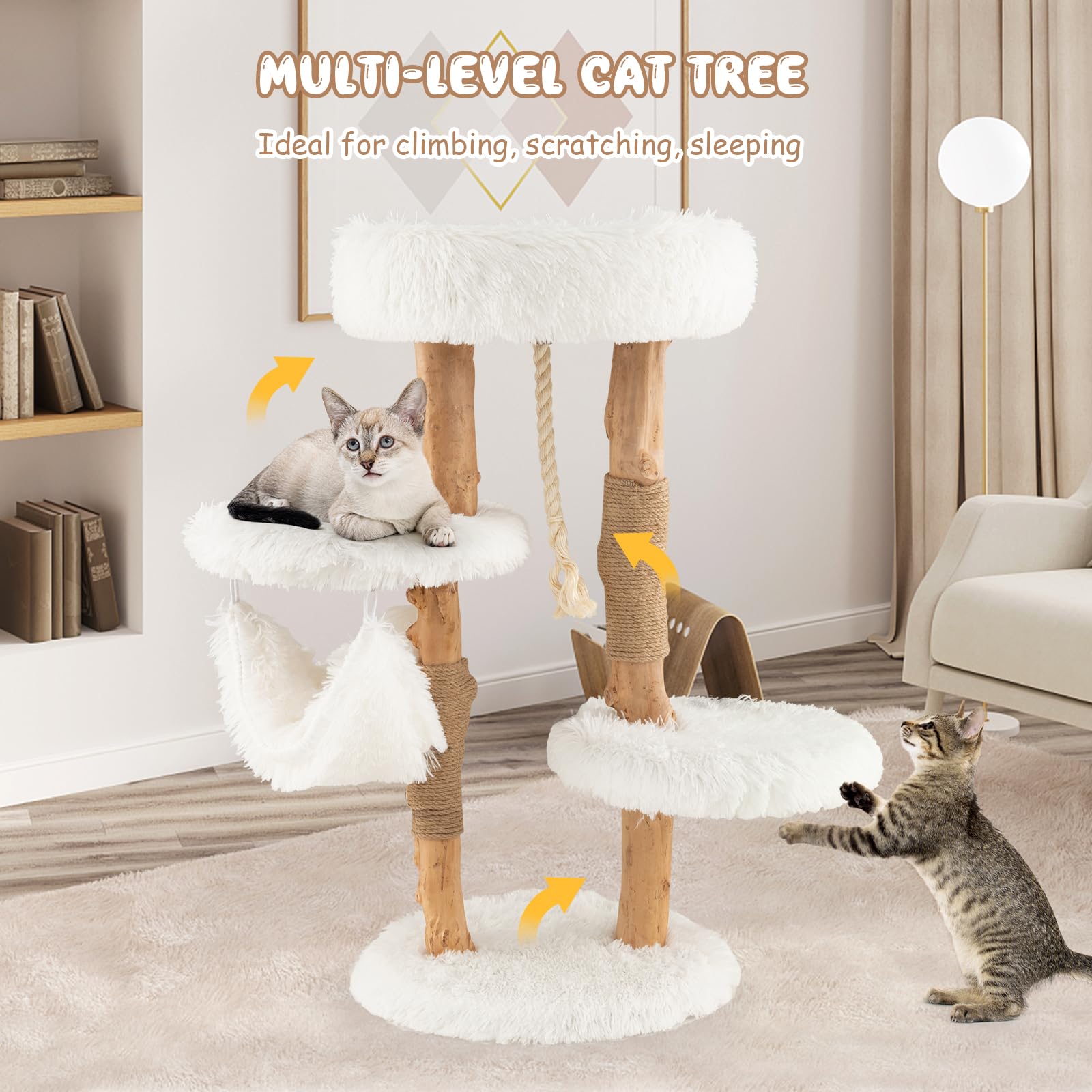 Solid Wood Modern Cat Tower  - Tangkula