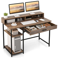 Bureau d'ordinateur Tangkula avec tiroir de rangement et support d'écran