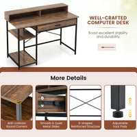 Bureau d'ordinateur Tangkula avec tiroir de rangement et support d'écran