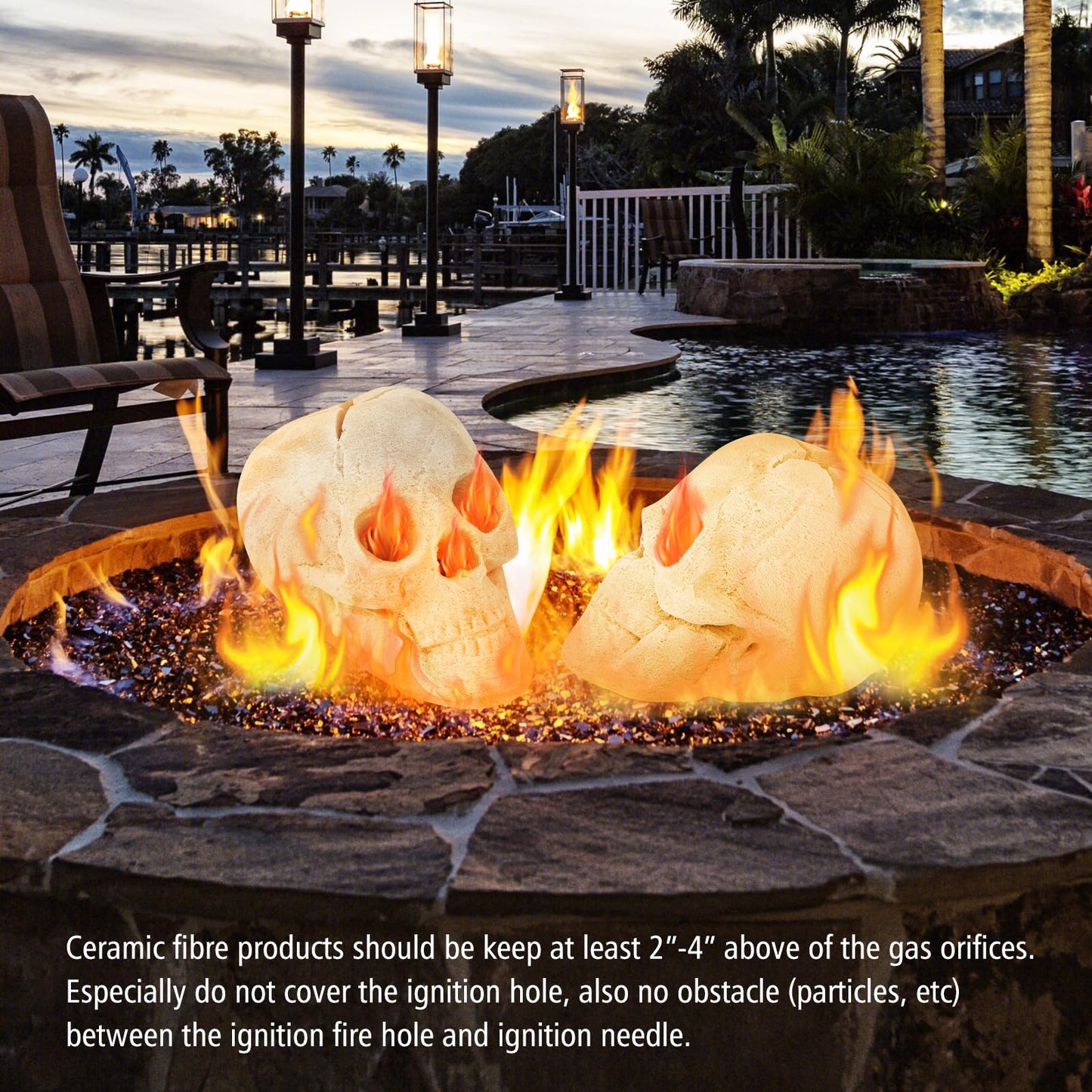 Tangkula Halloween Fire Pit Skull Ceramic