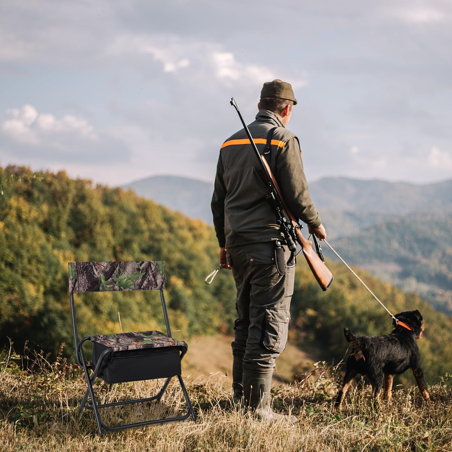 Tangkula Hunting Chair, Foldable Hunting Blind Chair with Storage Pocket
