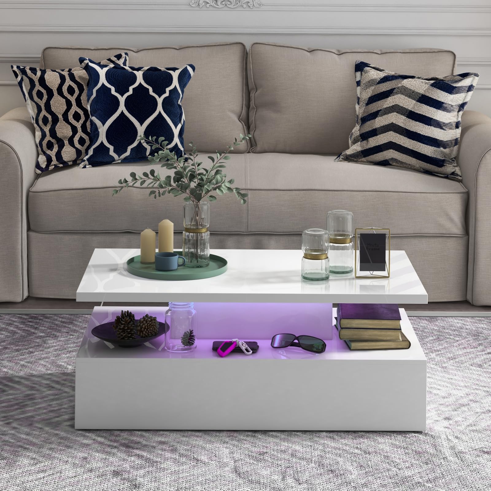 LED Coffee Table - Tangkula