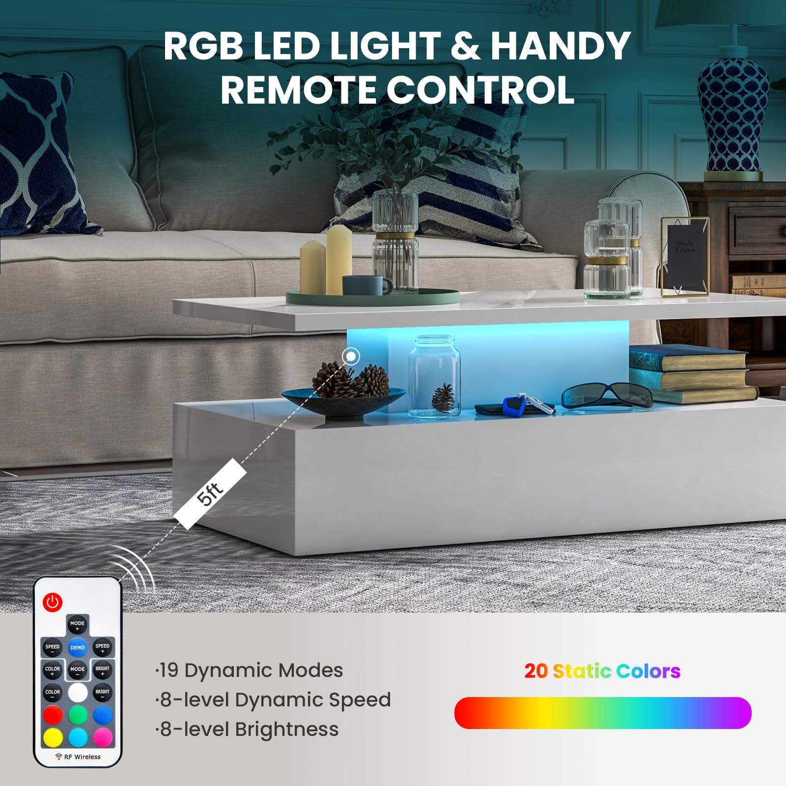 LED Coffee Table - Tangkula