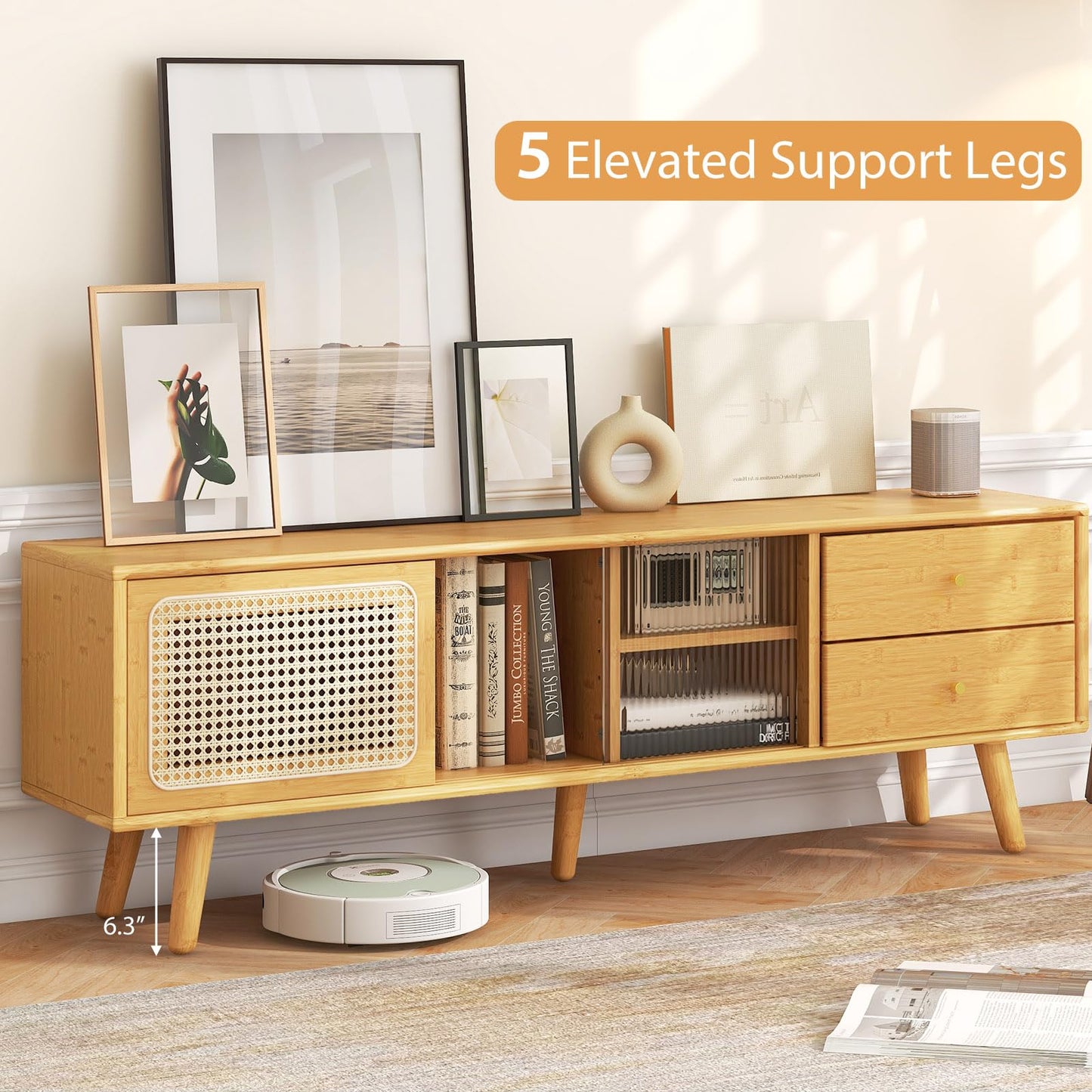 Tangkula Mid Century Modern TV Stand for TVs up to 65"