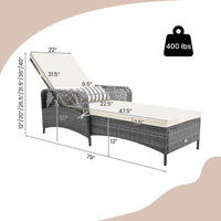 Tangkula Outdoor Chaise Lounge, Patio PE Recliner with 6-Level Backrest