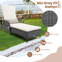 Tangkula Outdoor Chaise Lounge, Patio PE Recliner with 6-Level Backrest