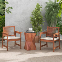 Tangkula Outdoor Dining Chairs Set, Weather-Resistant Heavy Duty Slatted Wood Patio Chairs with Soft Padded Cushions