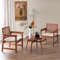 Tangkula Outdoor Dining Chairs Set, Weather-Resistant Heavy Duty Slatted Wood Patio Chairs with Soft Padded Cushions