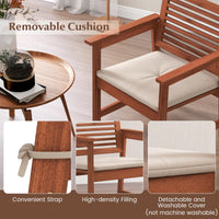 Tangkula Outdoor Dining Chairs Set, Weather-Resistant Heavy Duty Slatted Wood Patio Chairs with Soft Padded Cushions