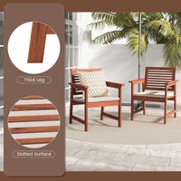 Tangkula Outdoor Dining Chairs Set, Weather-Resistant Heavy Duty Slatted Wood Patio Chairs with Soft Padded Cushions