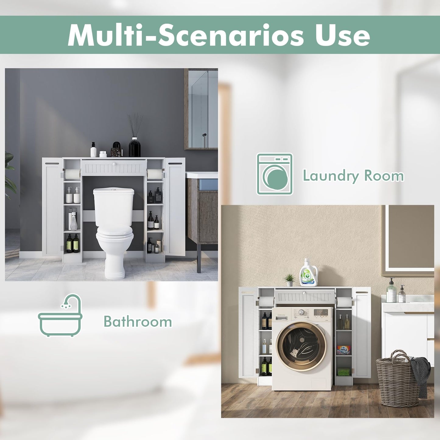 Over The Toilet Storage Cabinet, Bathroom Space Saver - Tangkula