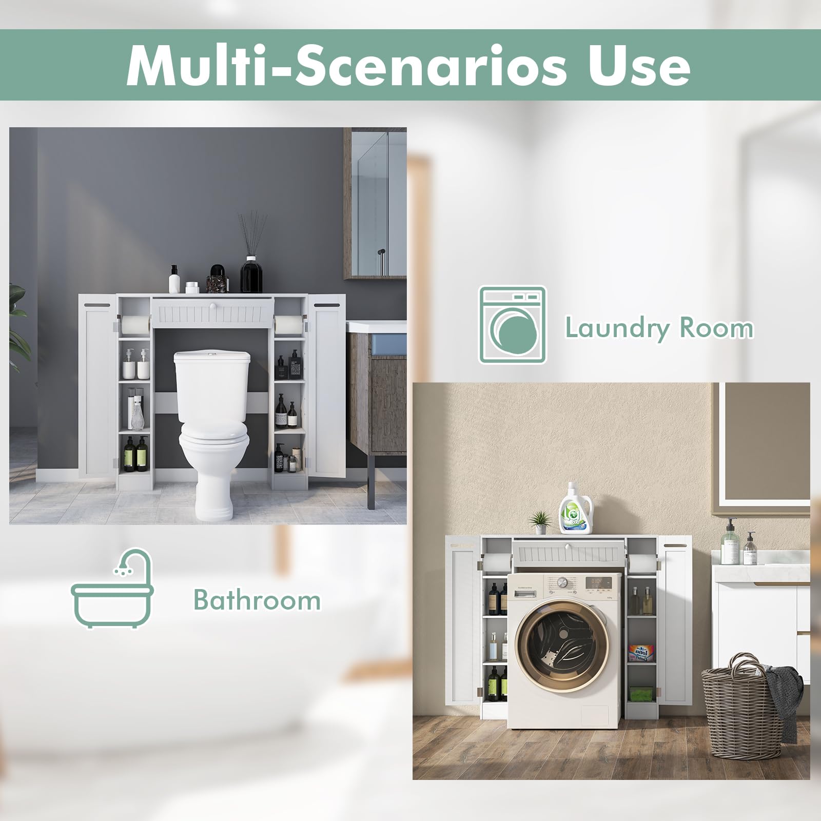 Over The Toilet Storage Cabinet, Bathroom Space Saver - Tangkula
