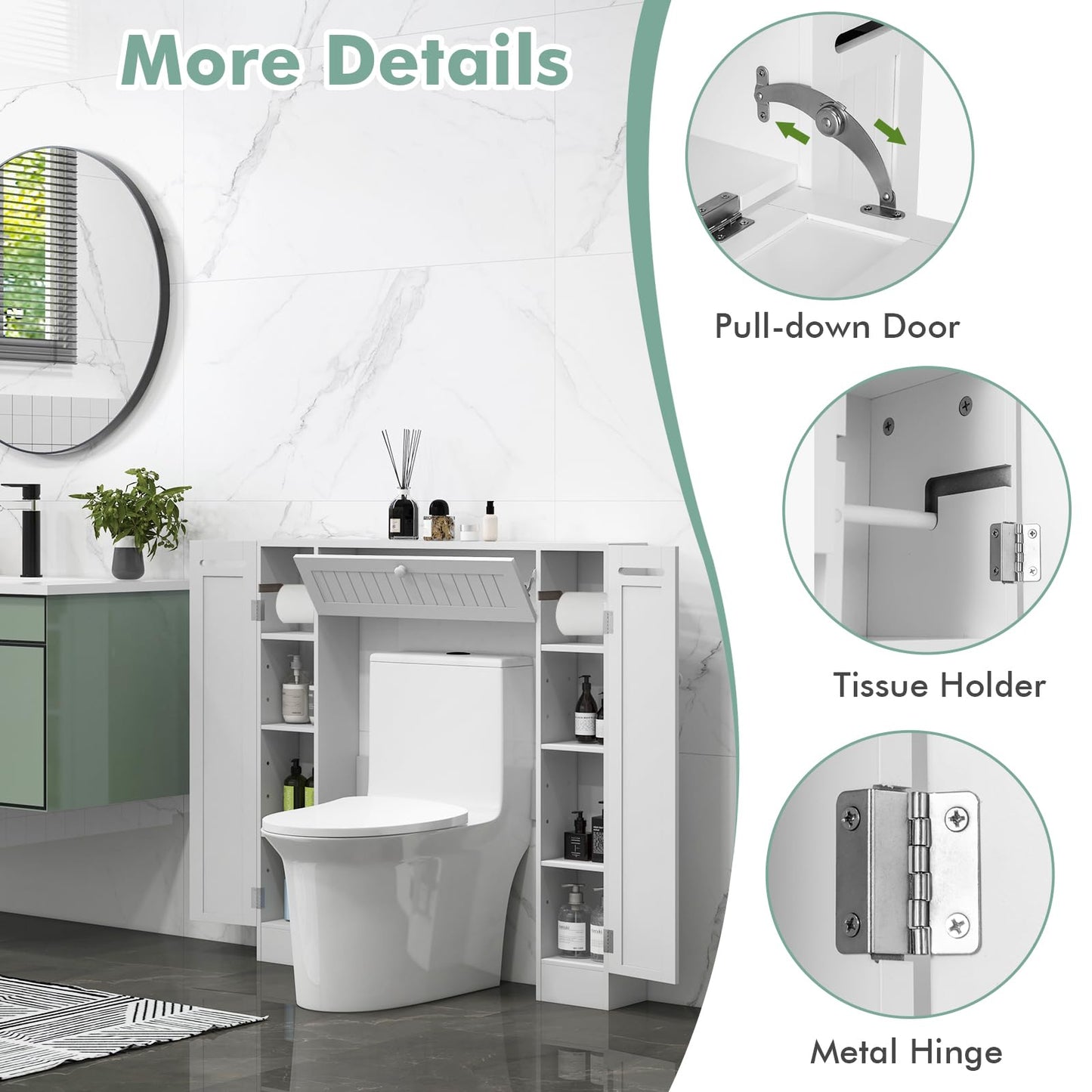 Over The Toilet Storage Cabinet, Bathroom Space Saver - Tangkula