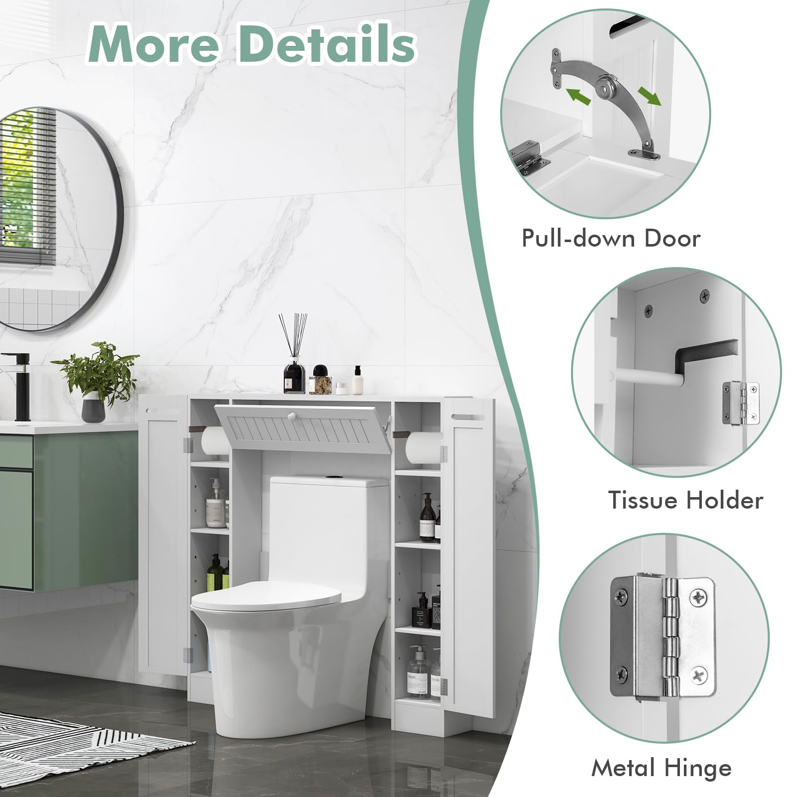 Over The Toilet Storage Cabinet, Bathroom Space Saver - Tangkula