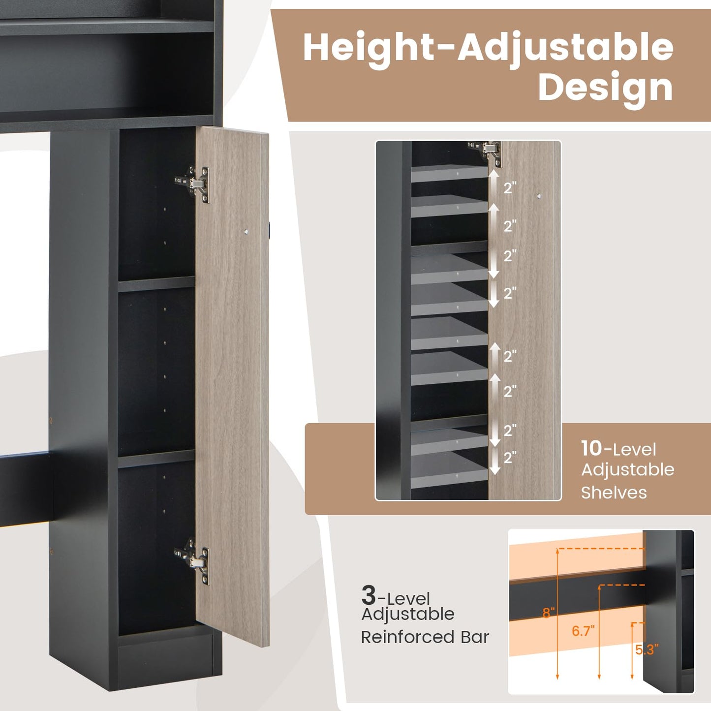 Tangkula Over The Toilet Storage Cabinet, Freestanding Bathroom Space Saver