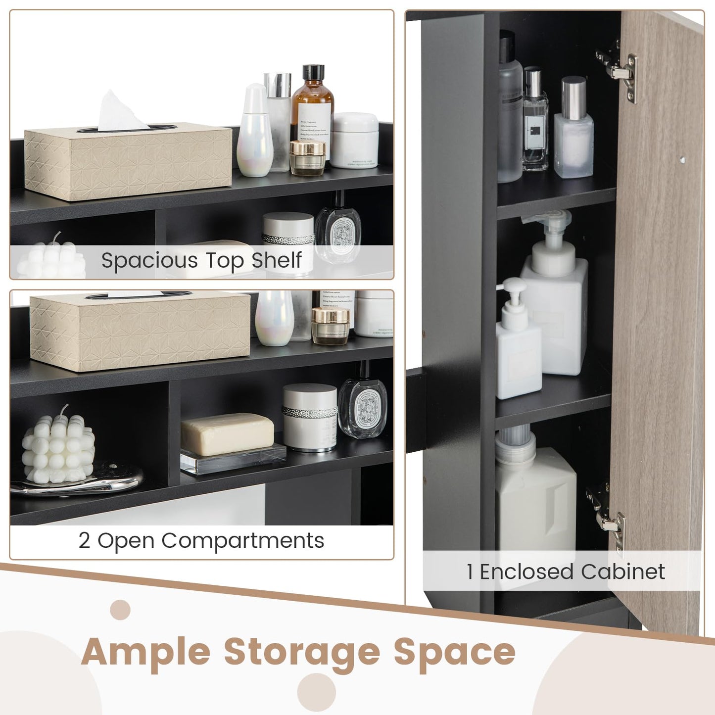Tangkula Over The Toilet Storage Cabinet, Freestanding Bathroom Space Saver