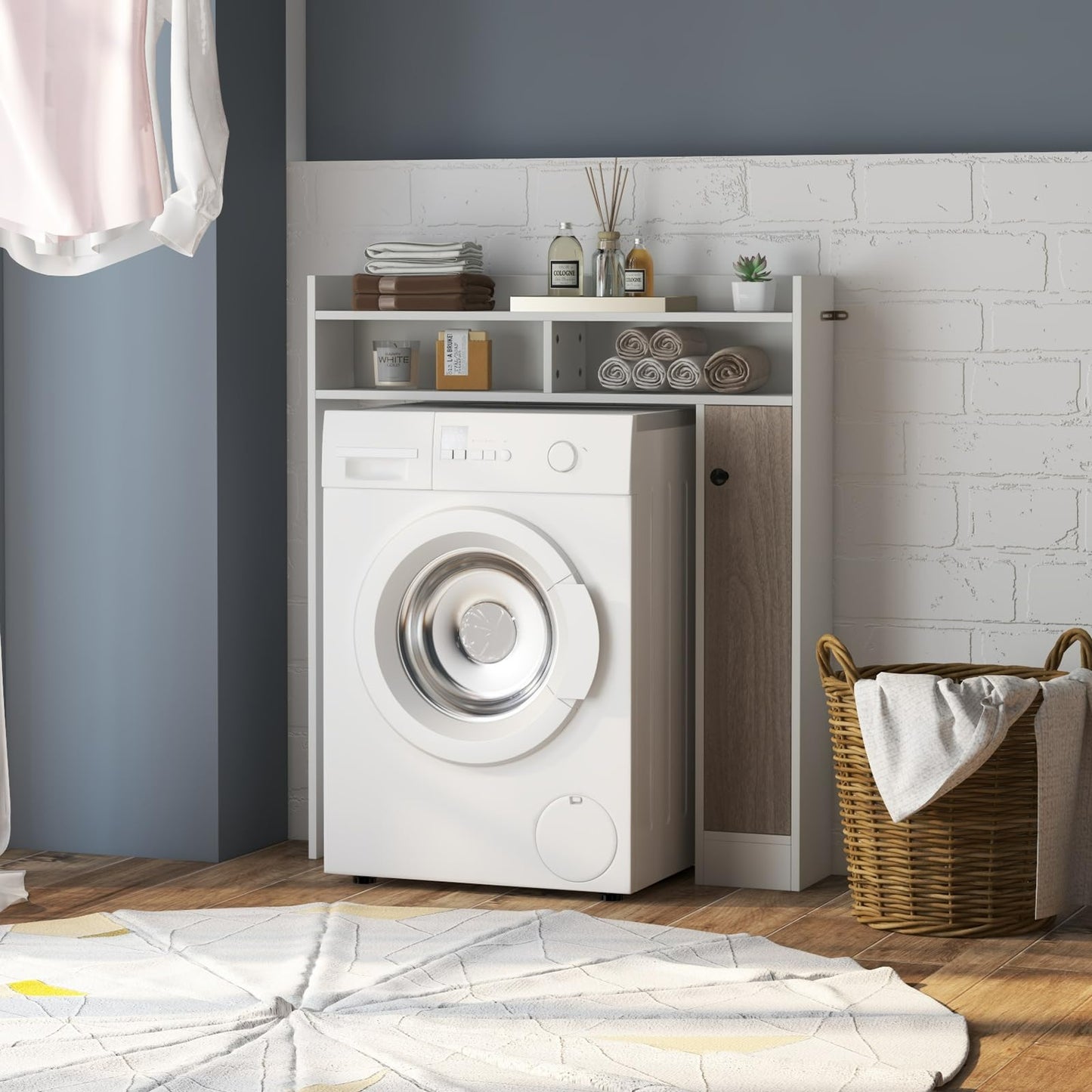 Tangkula Over The Toilet Storage Cabinet, Freestanding Bathroom Space Saver