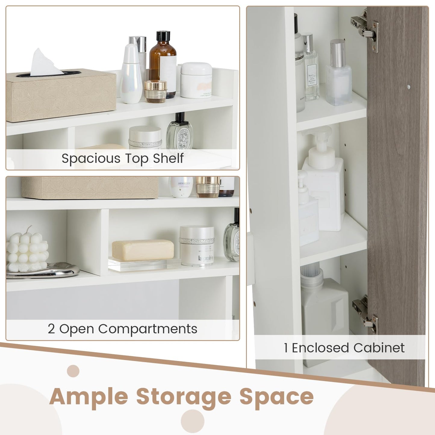 Tangkula Over The Toilet Storage Cabinet, Freestanding Bathroom Space Saver