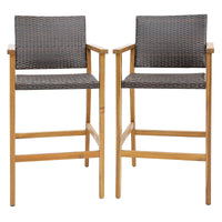 Patio Rattan Bar Stool Set of 2 - Tangkula