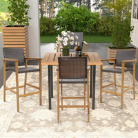 Patio Rattan Bar Stool Set of 2 - Tangkula