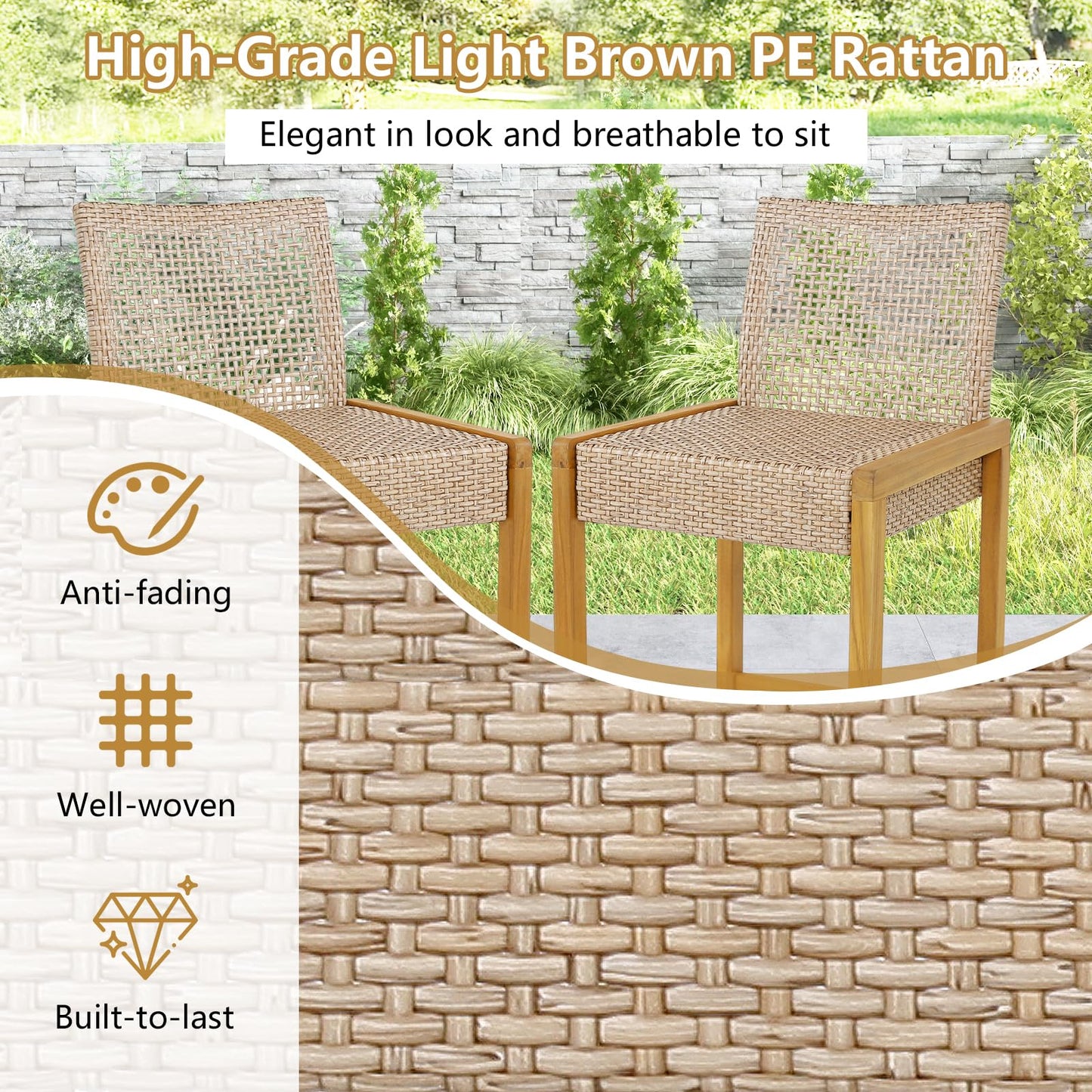 Patio Wood Barstools Set of 2 - Tangkula