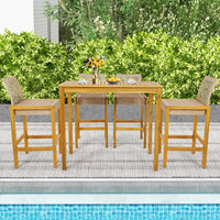 Patio Wood Barstools Set of 2 - Tangkula