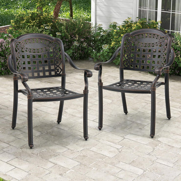 Set of 2 Cast Aluminum Patio Dining Chairs - Tangkula