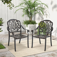 Tangkula Set of 2, Set of 4 Cast Aluminum Patio Dining Chairs, Stackable Outdoor Dining Chairs with Armrests