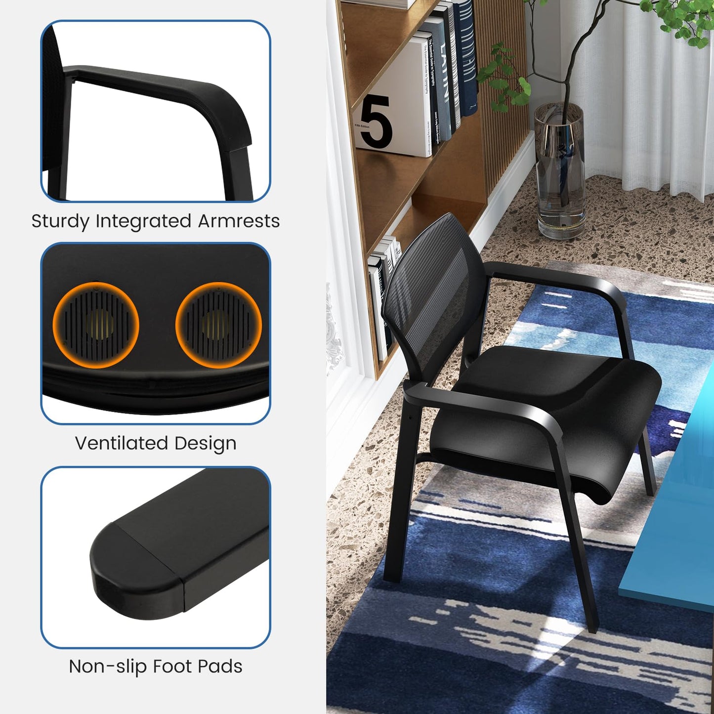 Tangkula Conference Room Chairs, Stackable Office Guest Chairs