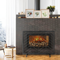 Tangkula Single Panel Fireplace Screen, Wrought Metal Fire Spark Guard