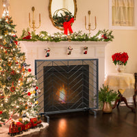 Tangkula Single Panel Fireplace Screen, Wrought Metal Fire Spark Guard