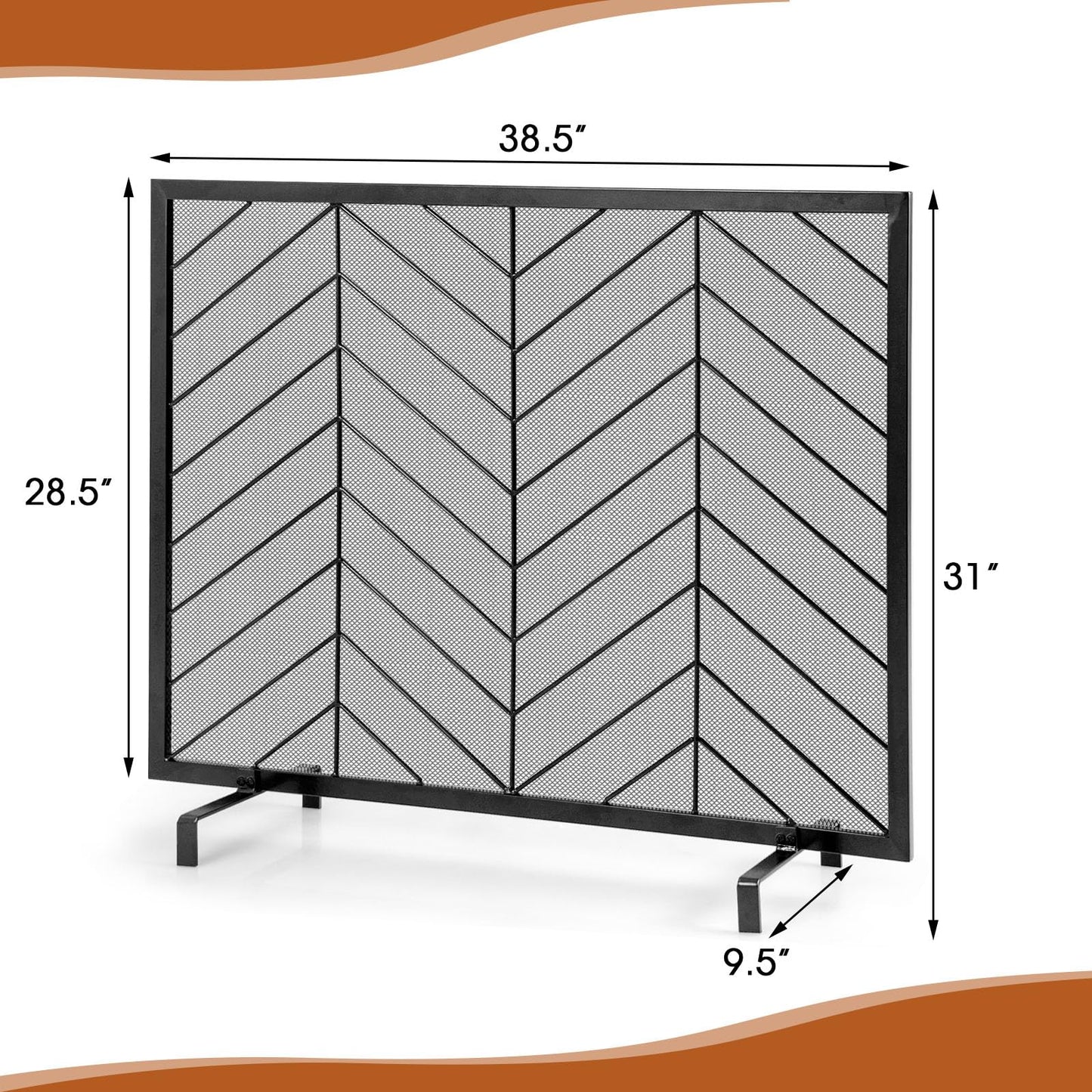 Tangkula Single Panel Fireplace Screen, Wrought Metal Fire Spark Guard