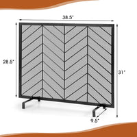 Tangkula Single Panel Fireplace Screen, Wrought Metal Fire Spark Guard