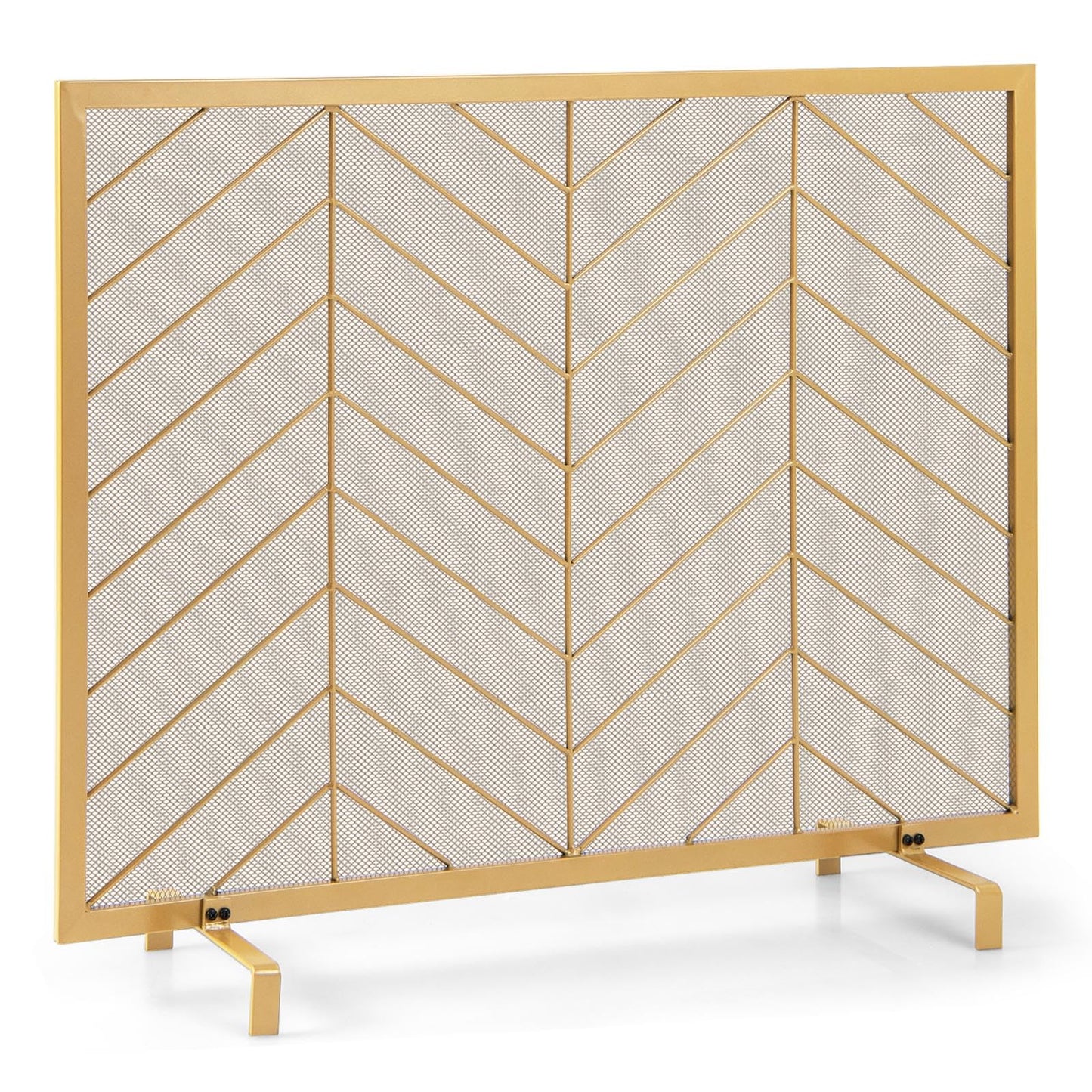 Tangkula Single Panel Fireplace Screen, Wrought Metal Fire Spark Guard