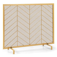 Tangkula Single Panel Fireplace Screen, Wrought Metal Fire Spark Guard