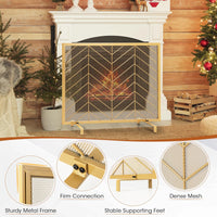Tangkula Single Panel Fireplace Screen, Wrought Metal Fire Spark Guard