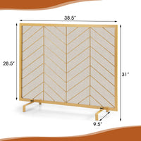 Tangkula Single Panel Fireplace Screen, Wrought Metal Fire Spark Guard