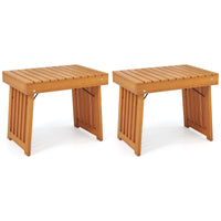 Tangkula Table d'appoint pliable pour patio, Table basse d'extérieur pliable en bois d'acacia avec plateau à lattes