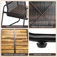 Tangkula 4 Pieces Patio Furniture Set with Acacia Wood Coffee Table & Zippered Cushions