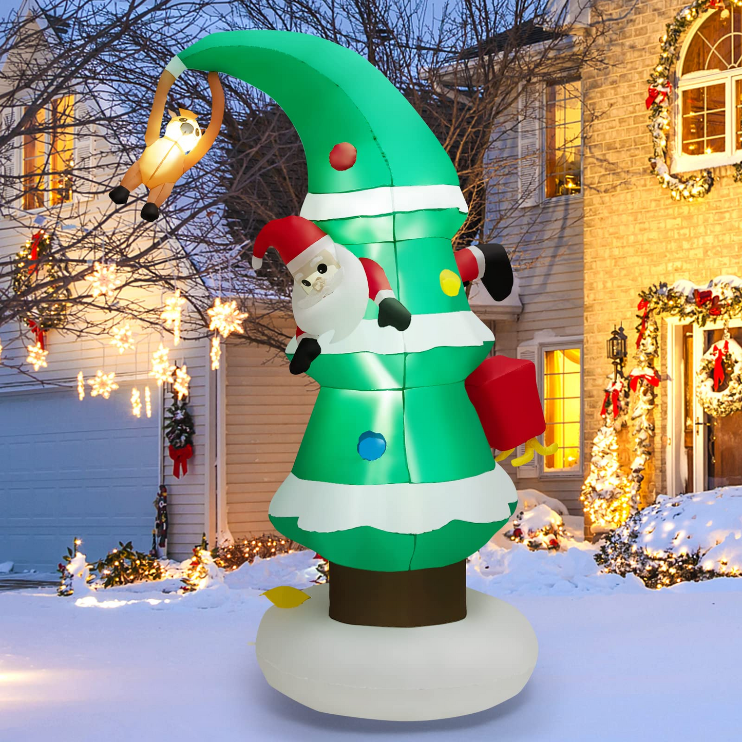Tangkula Christmas Indoor Outdoor Inflatable Decoration for Yard Lawn