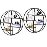 Tangkula Round Wall Shelf, Wall-Mounted Circular Shelf