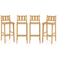 Tangkula Teak Wood Bar Stool, 30” Bar Chair with Footrest & Backrest