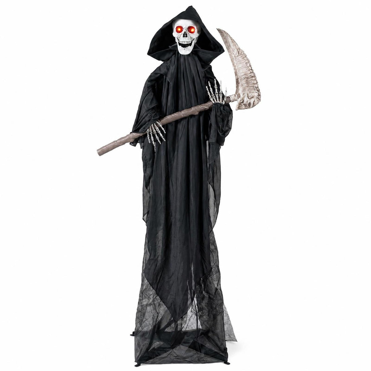 Tangkula 6 FT Halloween Animatronics Standing Grim Reaper with Sickle
