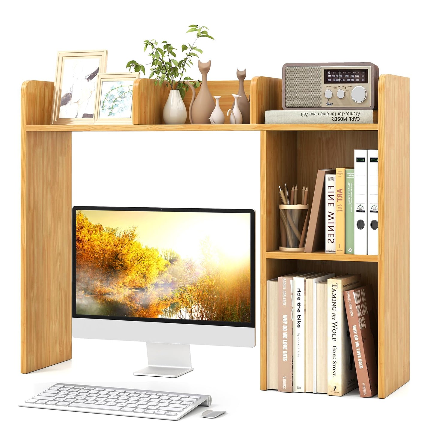 Tangkula Desktop Bookshelf, Countertop Storage Hutch with 5 Shelves for Computer Desk