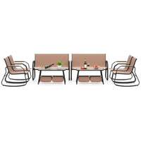 Ensemble de mobilier de patio Tangkula 4/8 pièces, table basse à 2 niveaux et chaises en tissu respirant