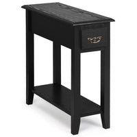 Tangkula Narrow End Table, Slim Side Table with Drawer and Open Shelf