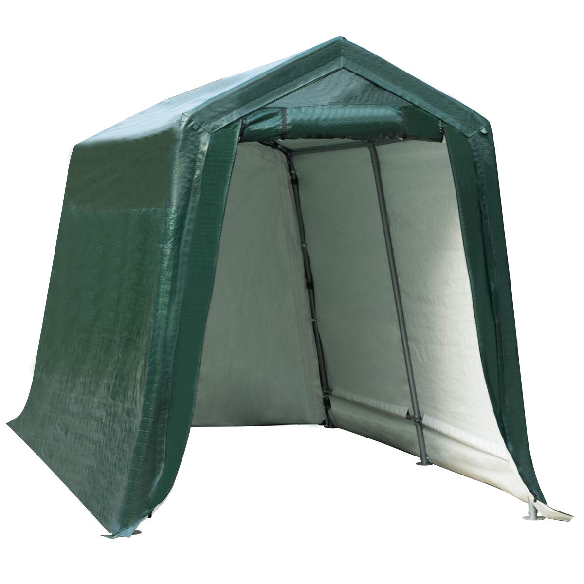 Tangkula Outdoor Carport Patio Storage Shelter, Enclosed Carport Shed w/All-Steel Metal Frame and Waterproof Ripstop Cover