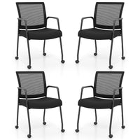 Tangkula Rolling Conference Room Chairs, Mobile Reception Chairs Office Guest Chairs with Integrated Armrests