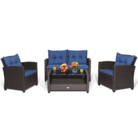 Tangkula Patio Furniture Set Rattan Wicker Chair Set