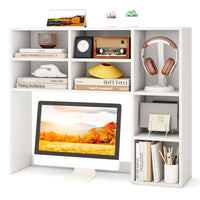 Tangkula Desktop Bookshelf 37" Countertop Storage Hutch with 7 Cubes & 3 Adjustable Shelves